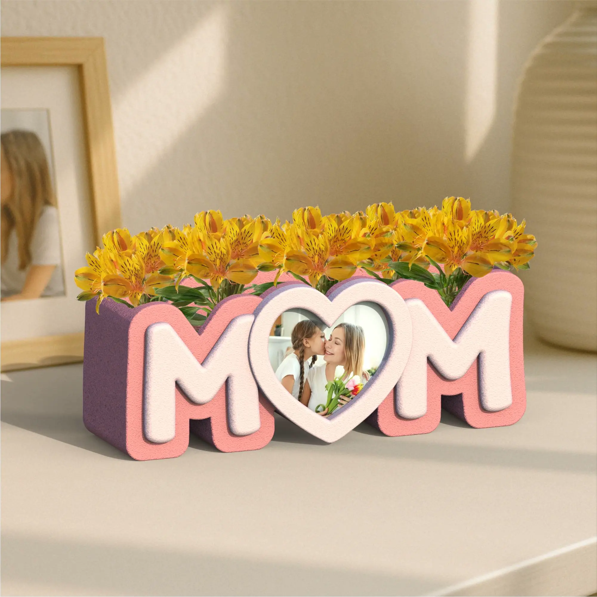 Mom Frame Planter, Heart Shape Frame, Mother’s Day Photo