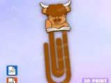 Paperclip highland cow reading book - bookmark-1