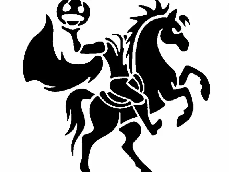 Schablone des kopflosen Reiters