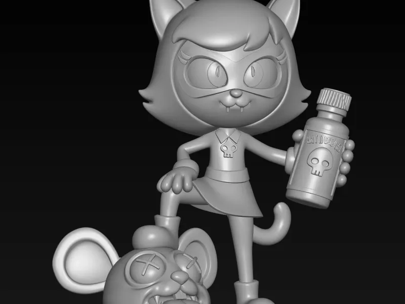 super hero elastic cute cat girl and mouse