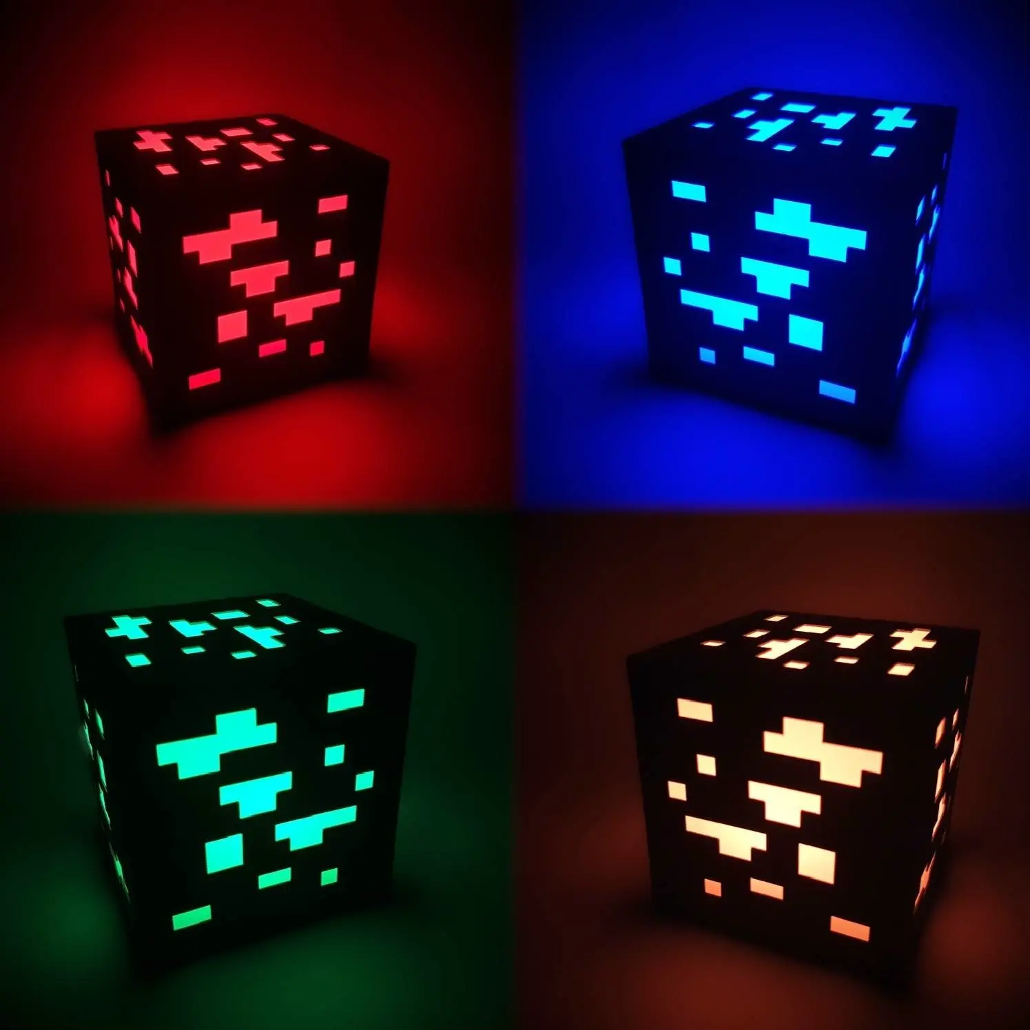3D Printer Files | 3MF File | Minecraft Ore Lamp 120 mm—16-Color RGBW KC007 Kit