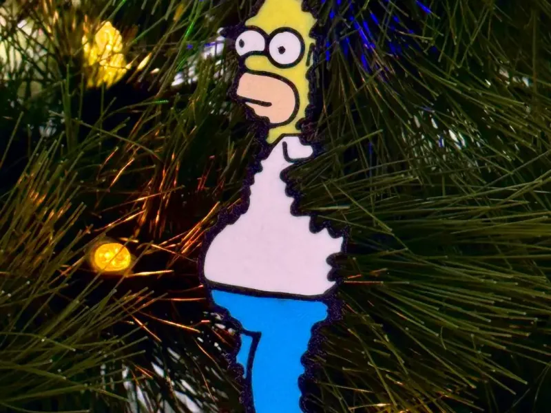 Homer Simpson in the Bush meme Christmas Ornament