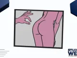 Butt Pinch - Framed Line Drawing - Wall Art (2 versions)-1