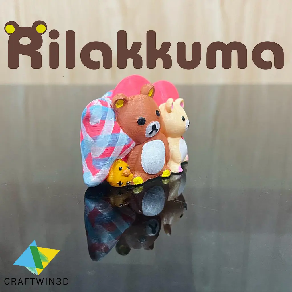 PRINT IN PLACE RILAKKUMA BEAR ON PILLOW AND HEART