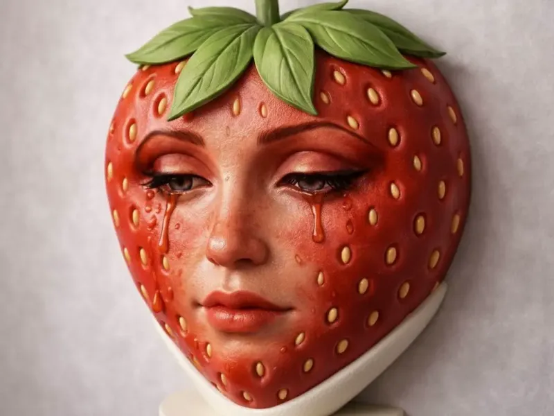 Surreal Strawberry Bust Sculpture