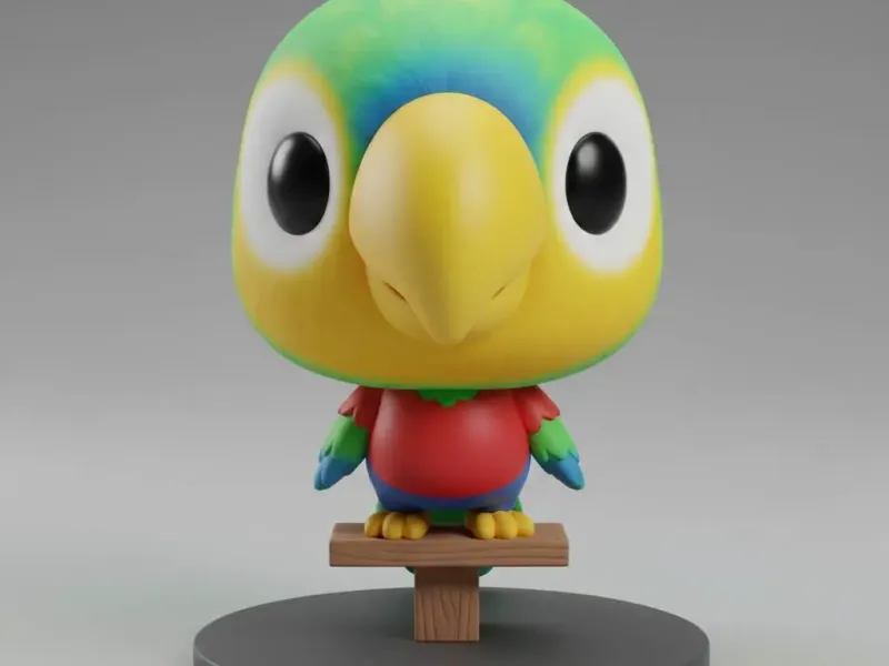 Chibi Tropical Parrot – Cute Bird Mini Figurine