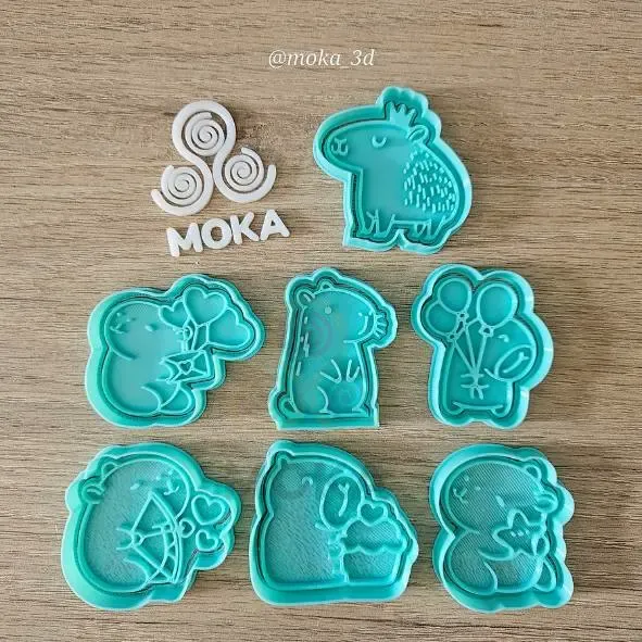 set x 7 Capibaras amor animal cortador de galleta