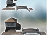 Set of rounded bridge and modern house with a four-sloped ro-1