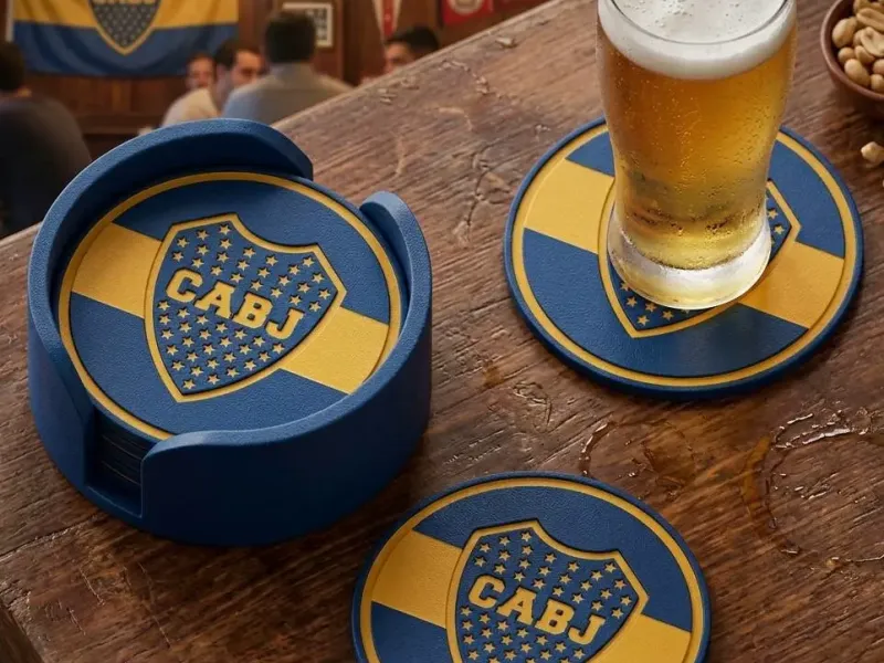 BOCA JUNIORS COASTERS AND HOLDER