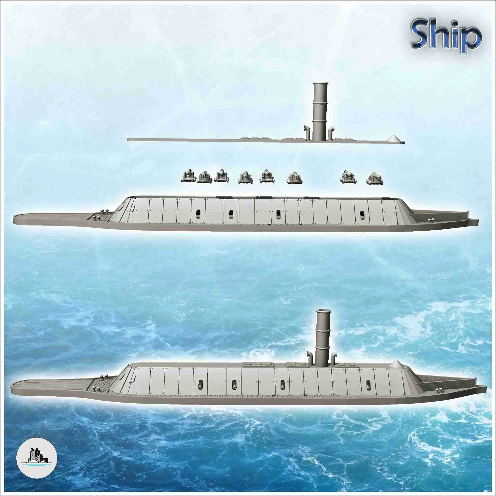 CSS Virginia Merrimack 1862 ironclad warship (2) - miniature