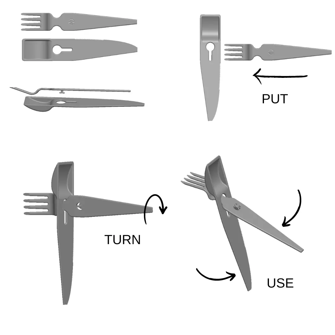 multi table set fork spoon knife stick