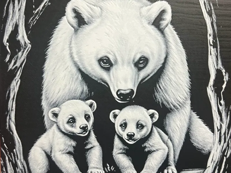 Bear & Cubs v3 Hueforge 200x200