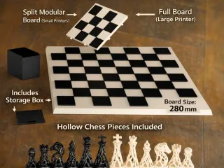 3D Multicolor Chess Set 280 – Full & Split Board Printable