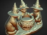 three black cat cauldron tea light  decoration-6