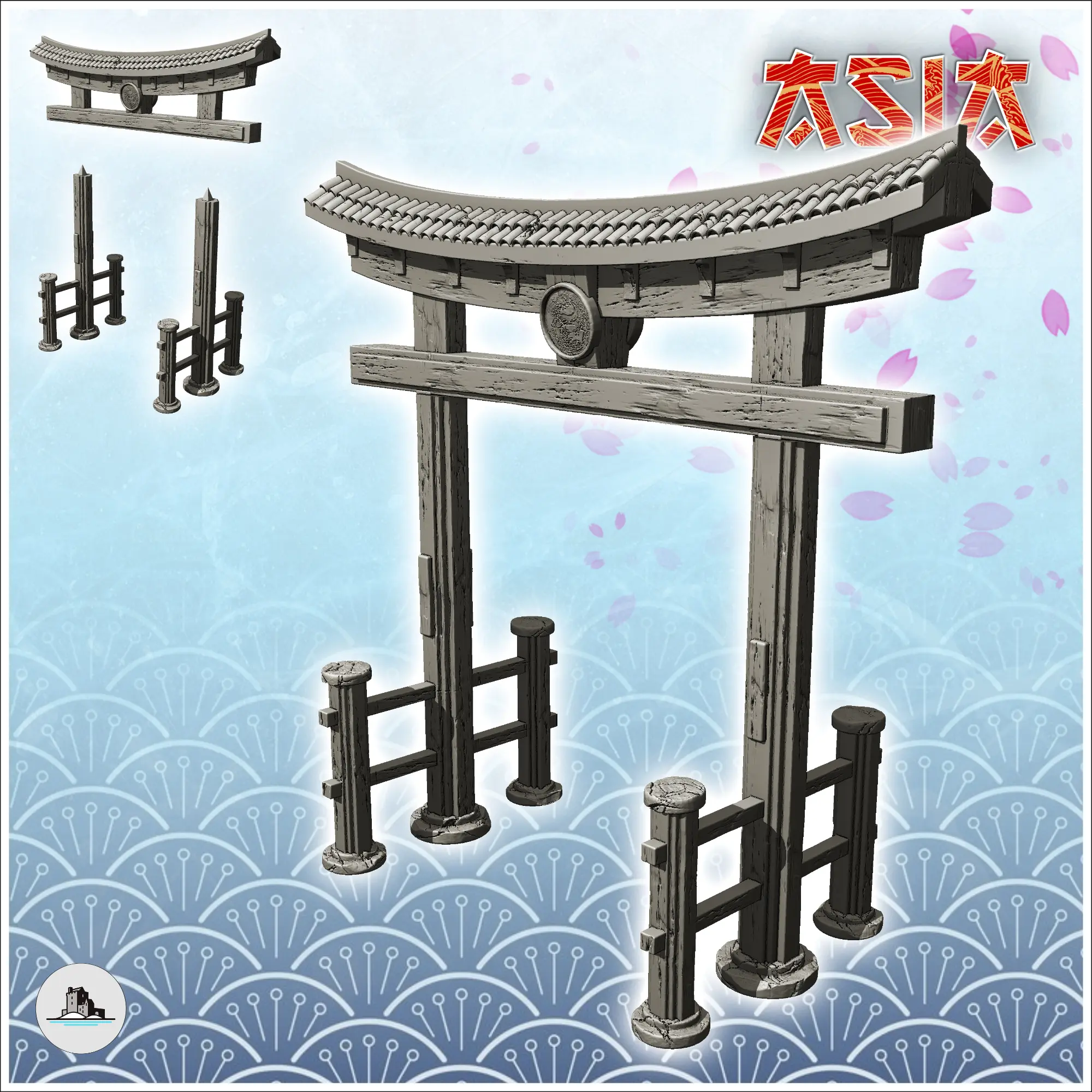 Oriental wooden Tory gate (1) - miniatures warhammer mini RP