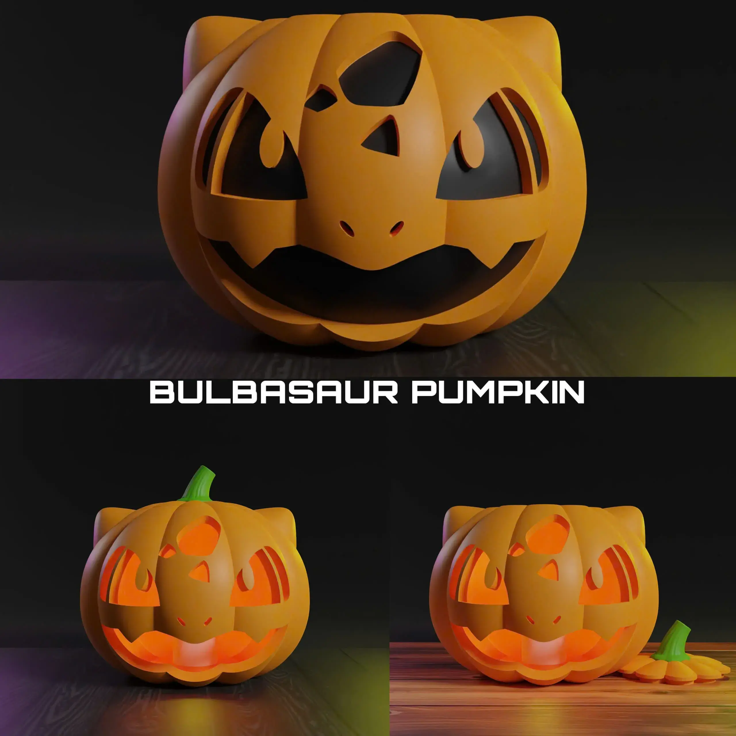 Halloween Pumpkin Bulbasaur - STL & 3mf Multicolor