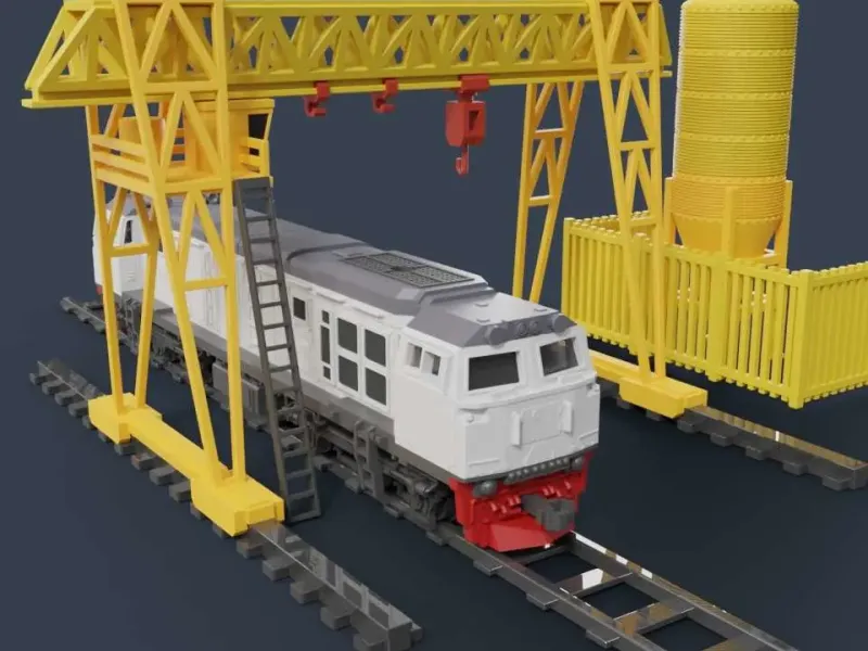 Railway Construction (High) Crane and Silo Miniature