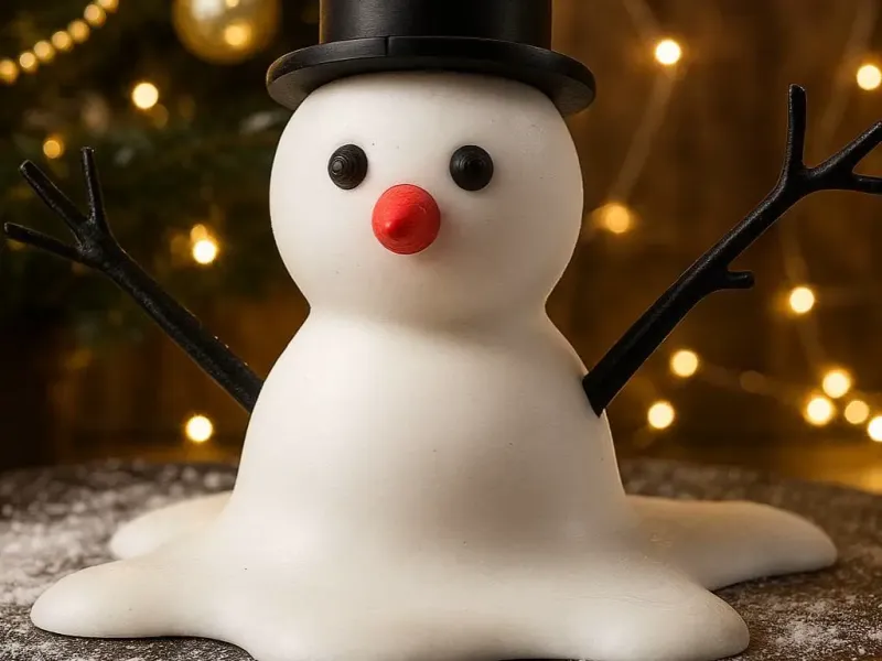 Vase Bonhomme de Neige Fondu – Joli Vase à Fleurs d'Hiver