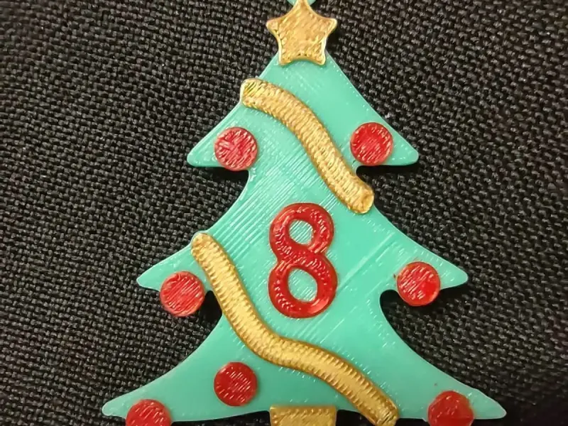 8 Number - Christmas Tree with Baubles, Tinsels and Star
