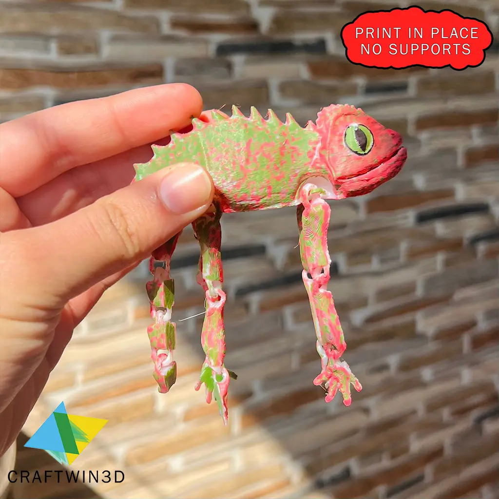 MODELO 3D CAMALEÓN ARTICULADO: ¡MANOS Y COLA MÓVILES!