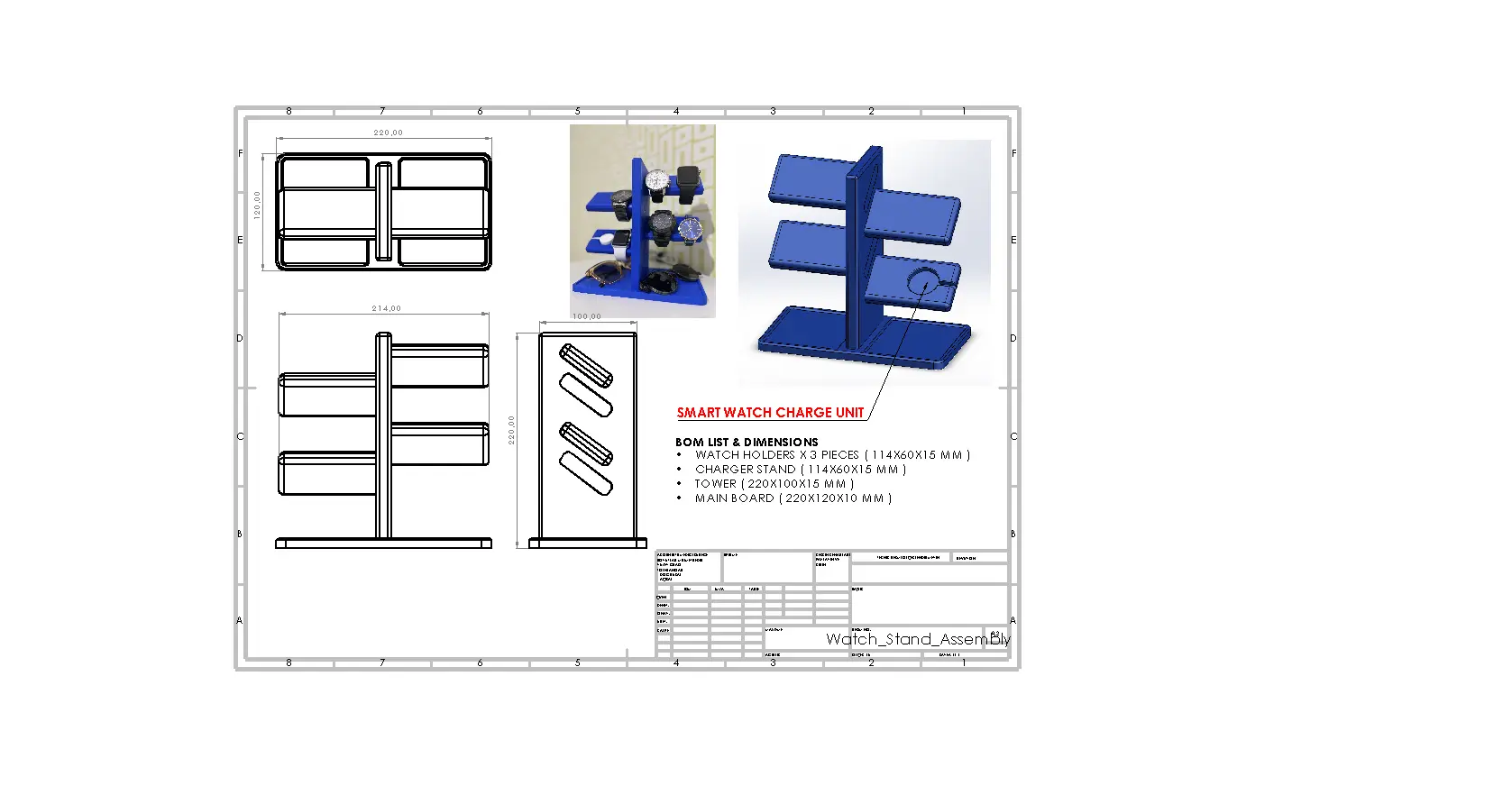 WATCH STAND AND ORGANIZER, 3D MODELLED