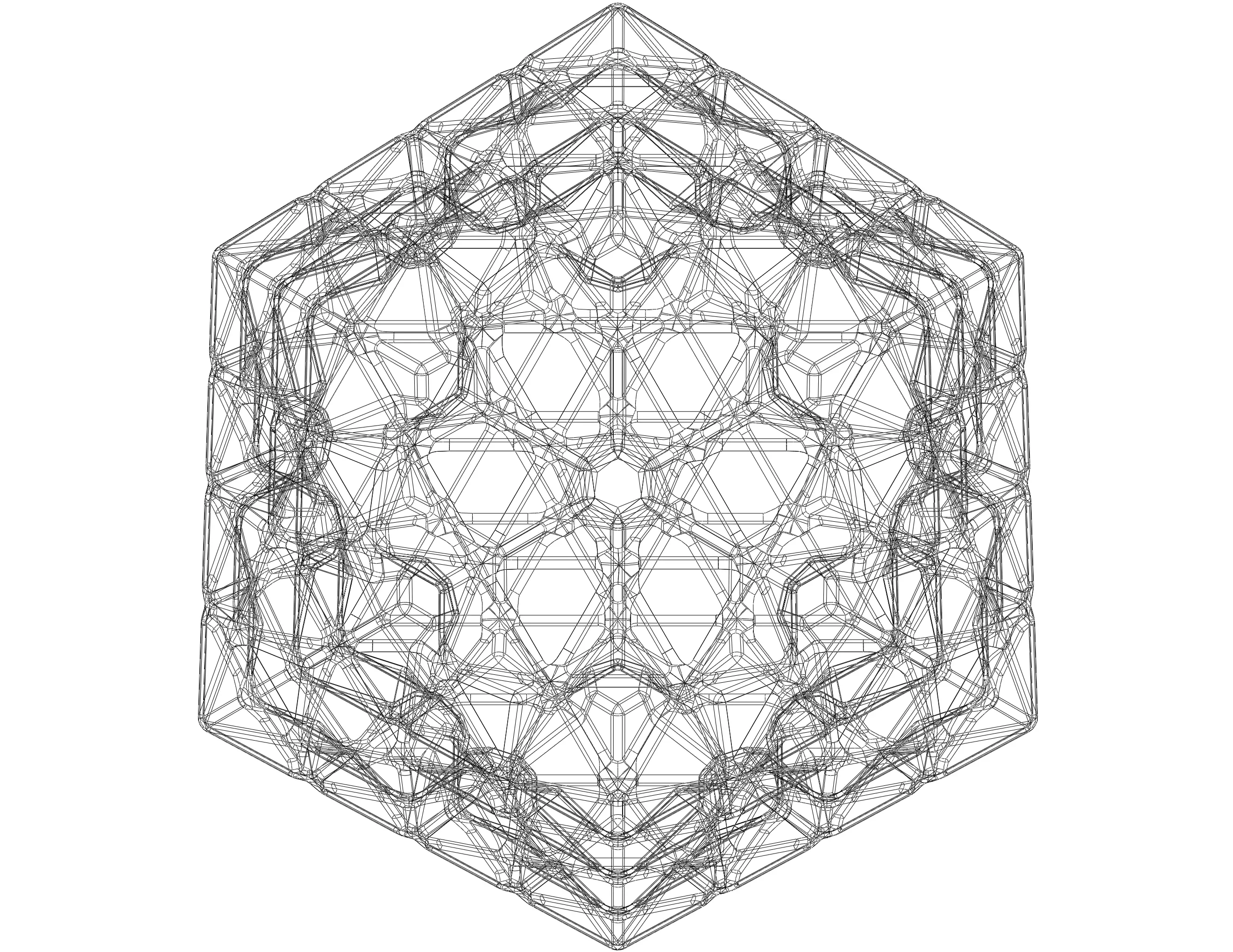 Copo de icosaedro con forma de alambre