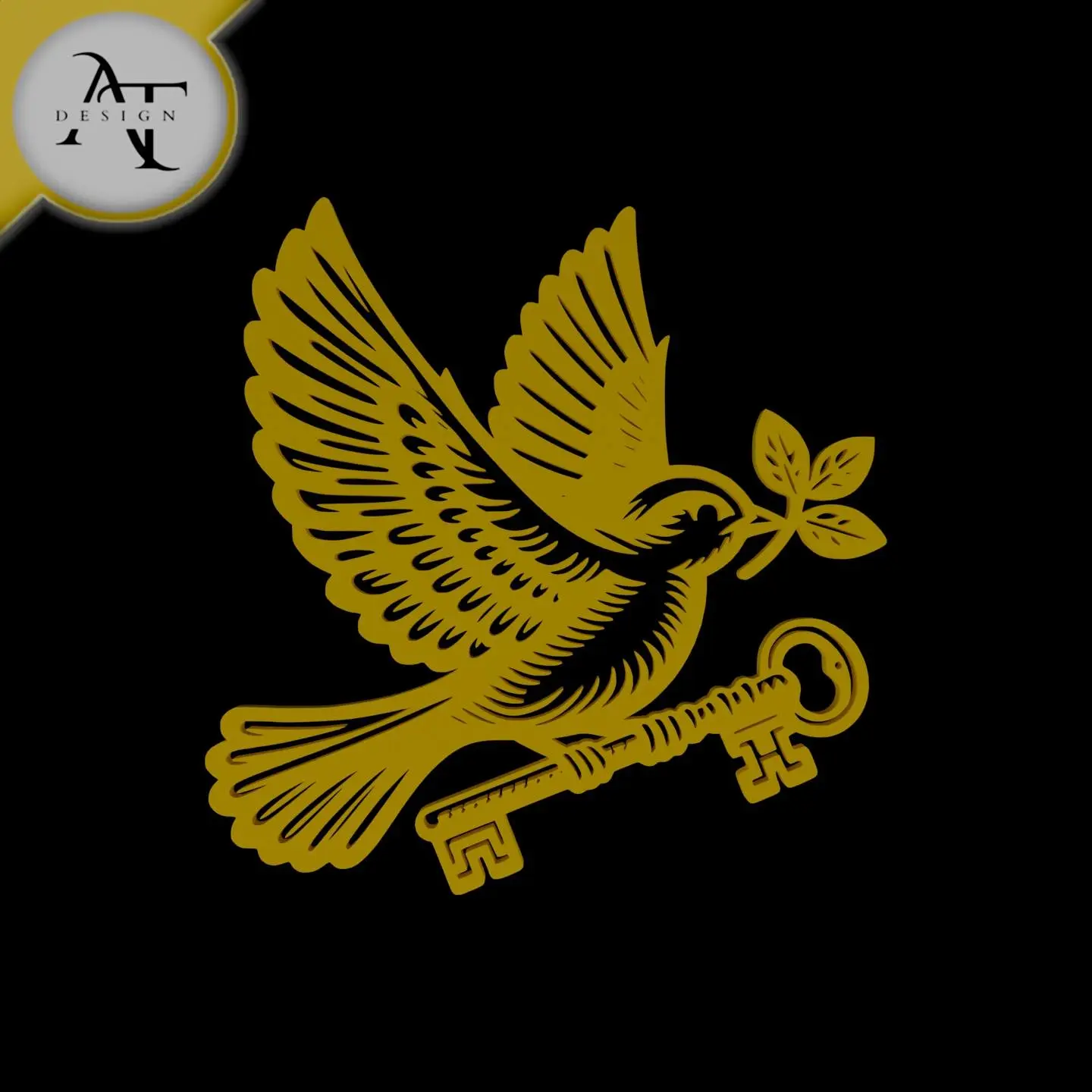 Birds with key - Silhouette - 2D Wall Art Decor