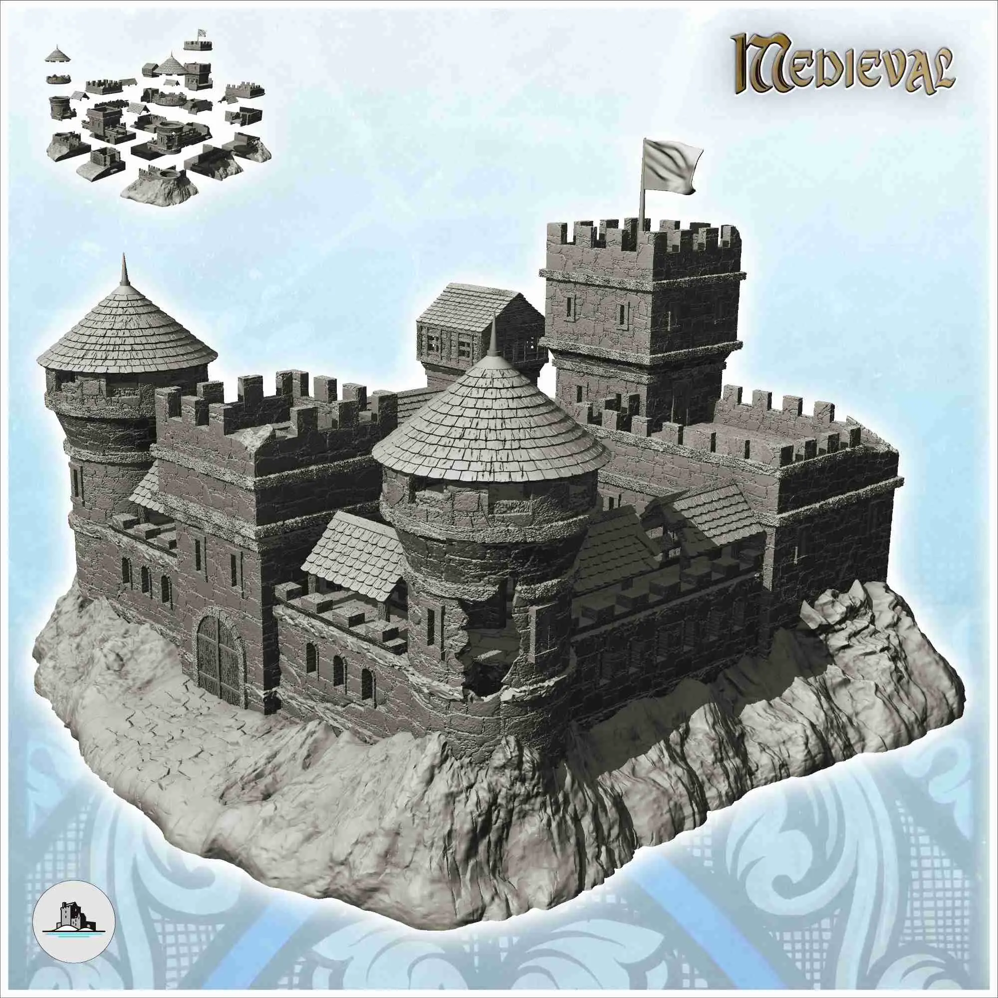 Pacchetto castelli medievali n. 1 - miniature warhammer scenario t
