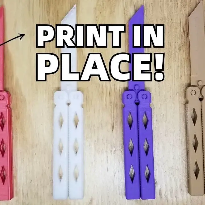 fun fidget butterfly knife print in place good for pranks
