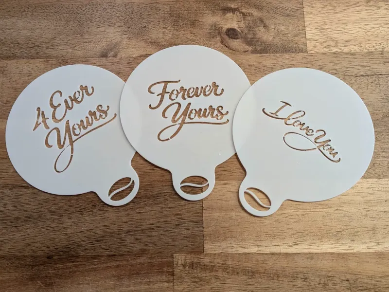 Coffee - Cocoa Art Stencils (valentines texts)
