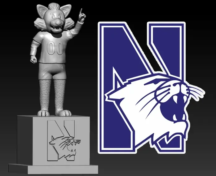 NCAA - NORTHWESTERN WILDCATS FOOTBALL MASCOT STATUE - 3D PRI