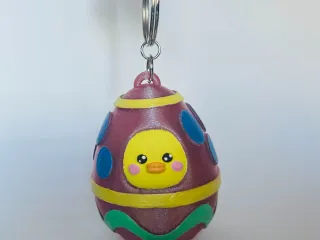 Chick in Easter Egg Costume Keychain