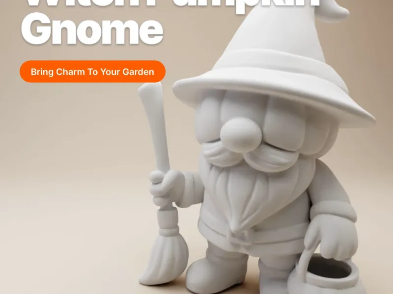 Witch Pumpkin Gnome – Halloween 3D Printable Figurine with B