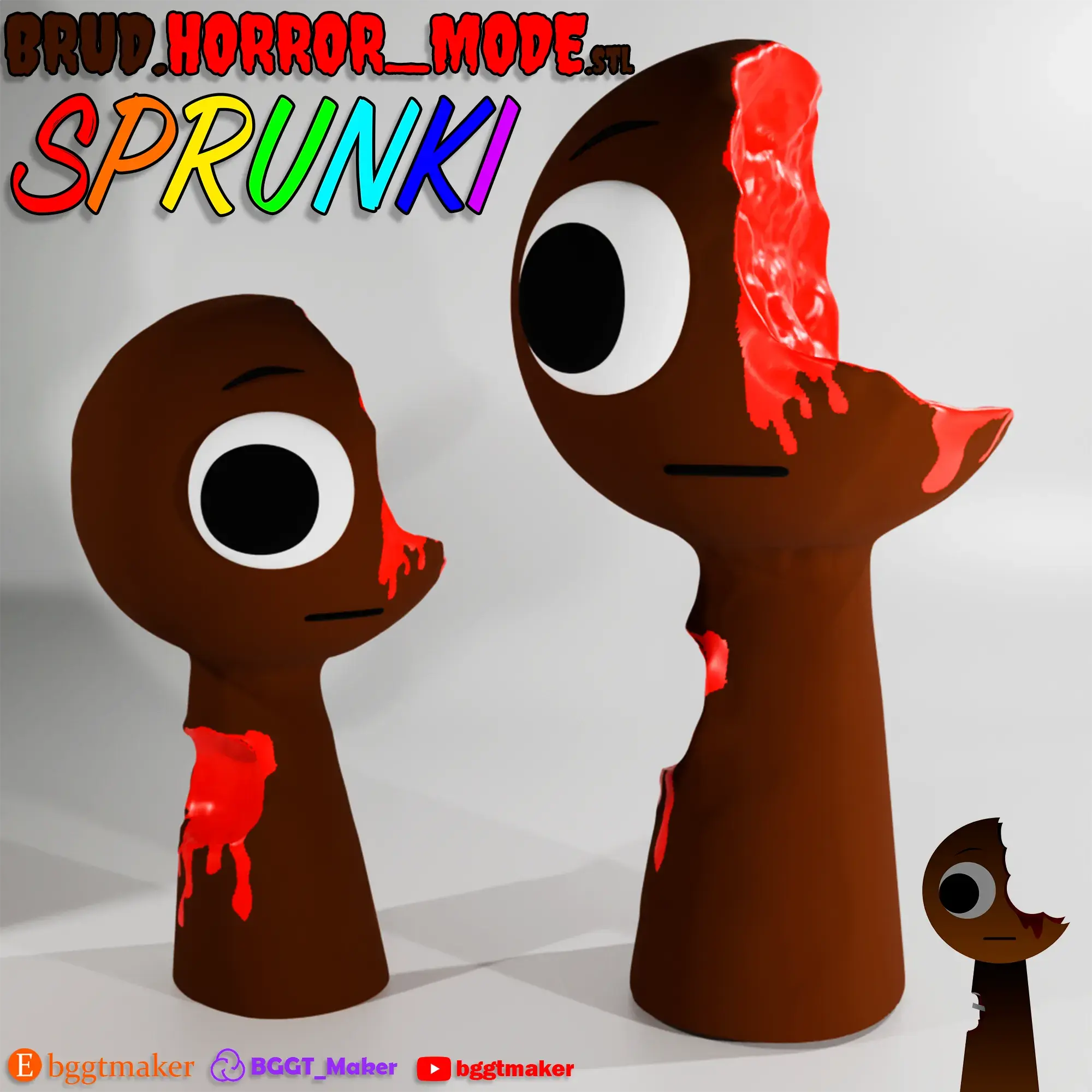 BRUD HORROR SPRUNKI INCREDIBOX | Brown Sprunki 3D Model STL