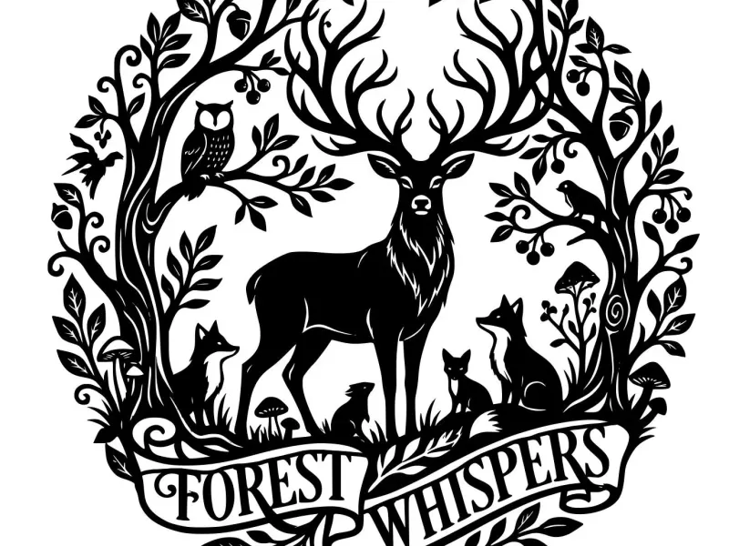 Wallart Forest with animals single color 