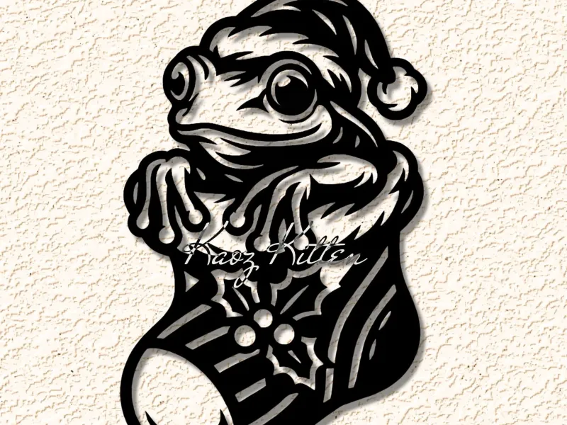 frog reptile santa hat stocking mistletoe ornament