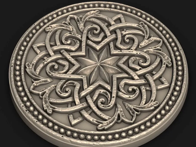 Decoratief stenen rozetrelief – Rond wandornament STL -