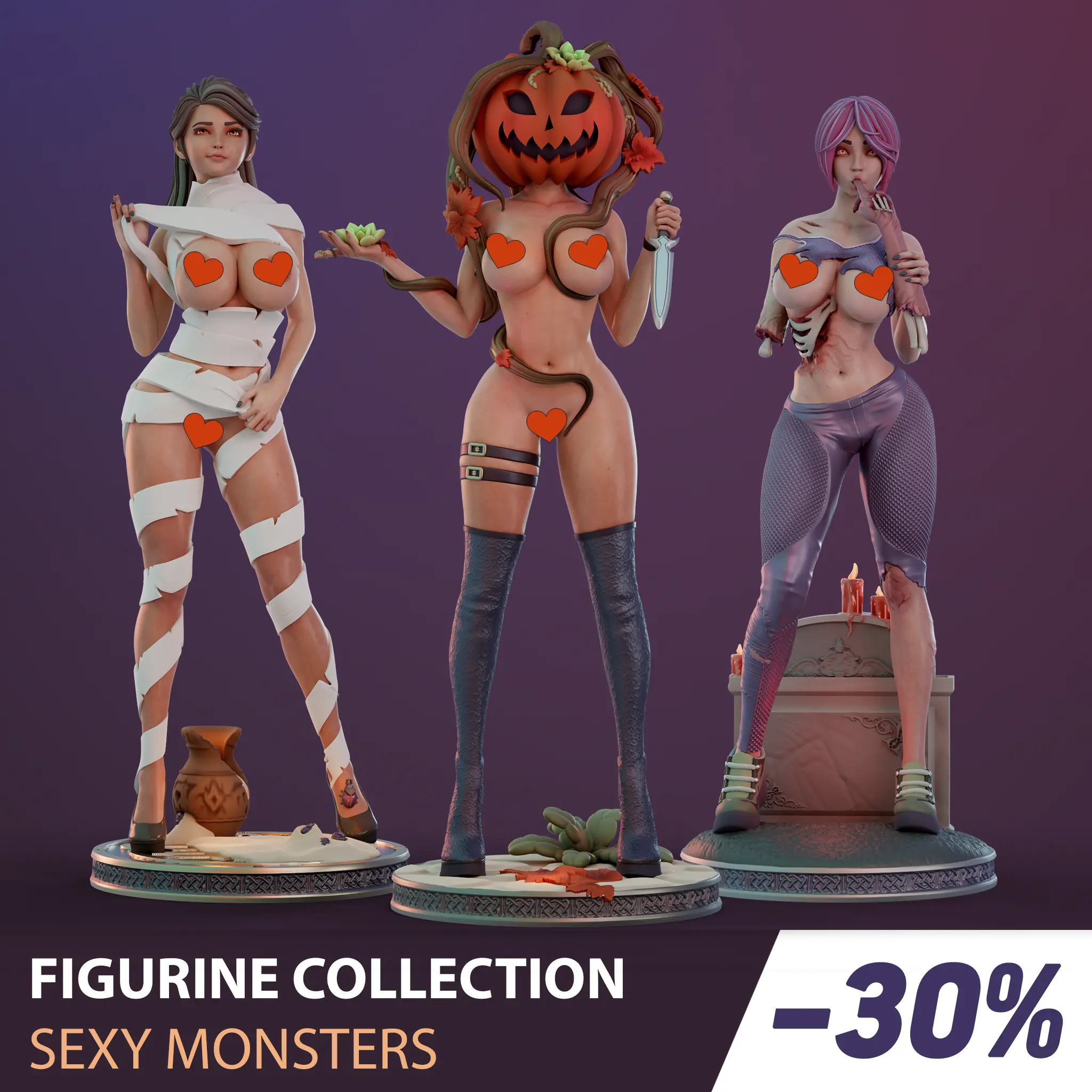 FIGURINE COLLECTION / SEXY MONSTERS / 3 PIECES