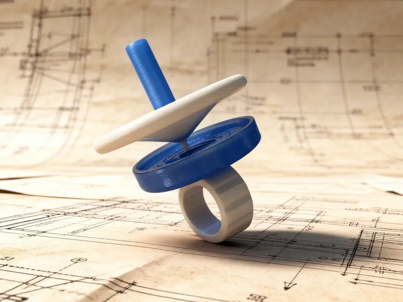 A spinning top on a fingertip