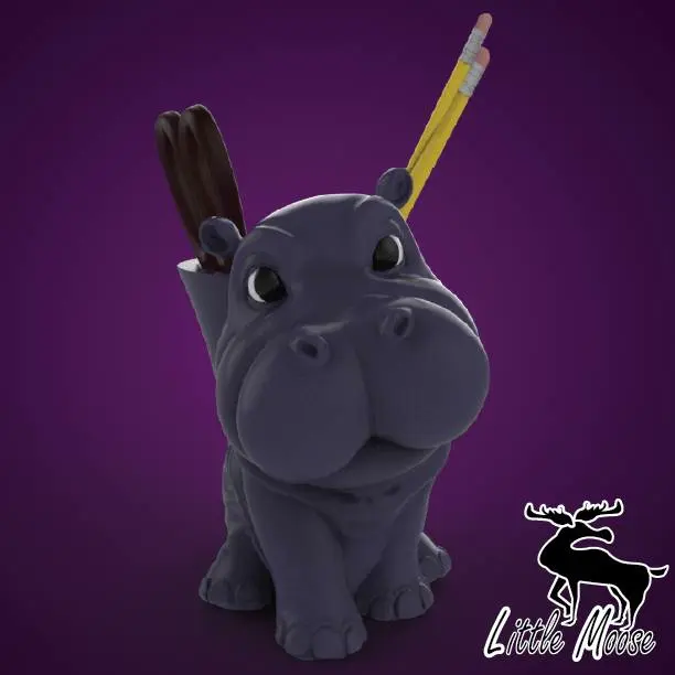 Cute Hippo Pen & Pencil Holder for Office or Kids' Room