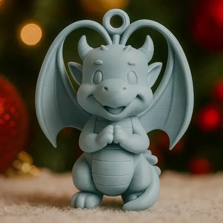 Heart-Winged Dragon Christmas Ornament Decoration