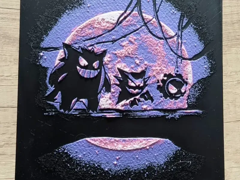 Gastly, Haunter and Gengar on a Log (Hueforge)