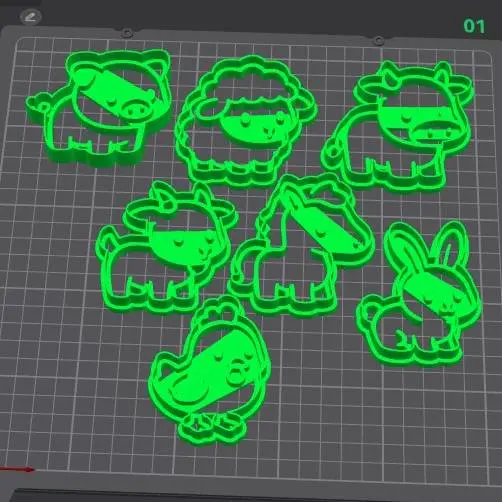 farm animals Cookie Cutter Set – 3D Printable STL for Baking