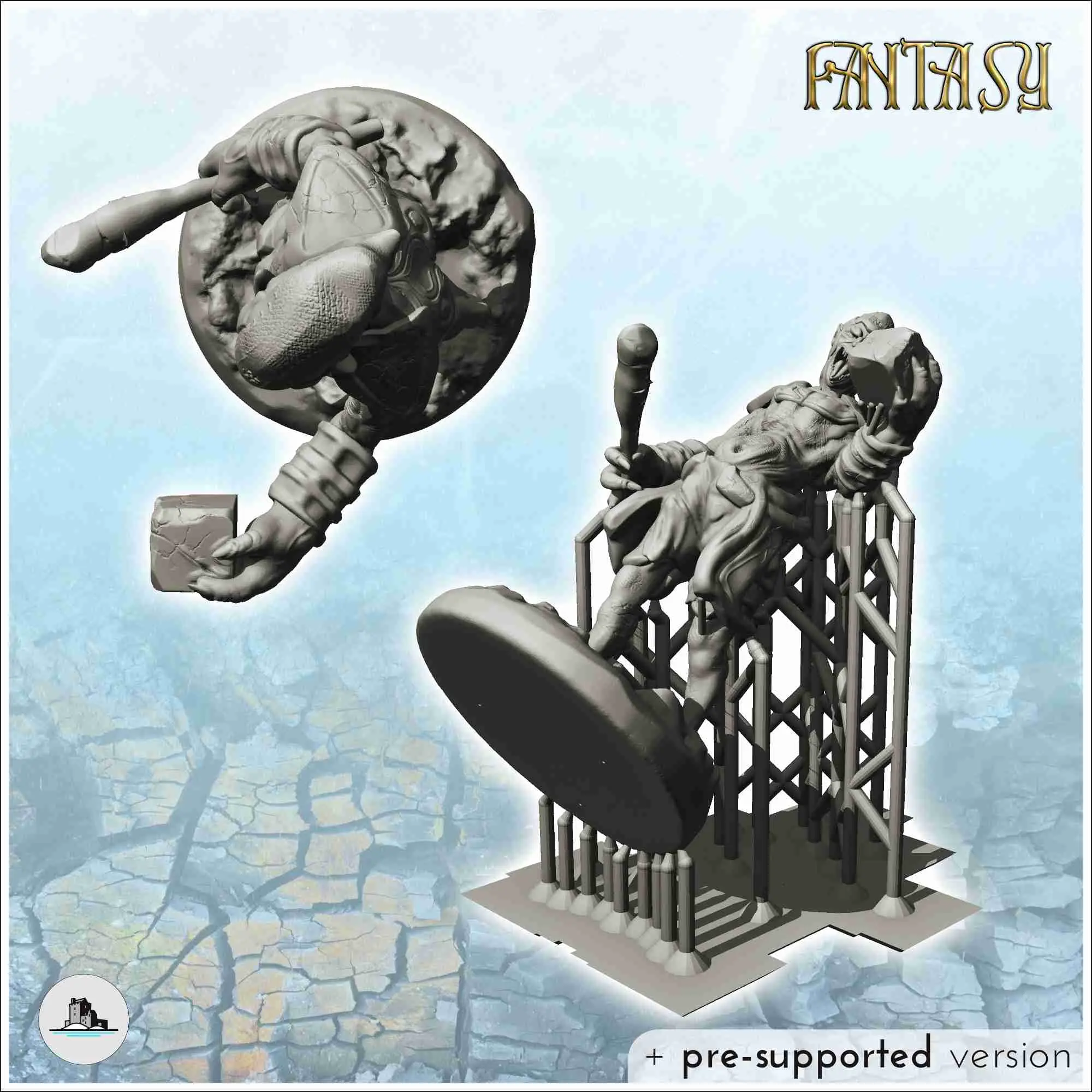Goblin shaman with wooden staff and magic stone (12) - minia