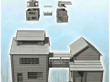Double mining buildings with footbridge (16) - miniatures AC-1