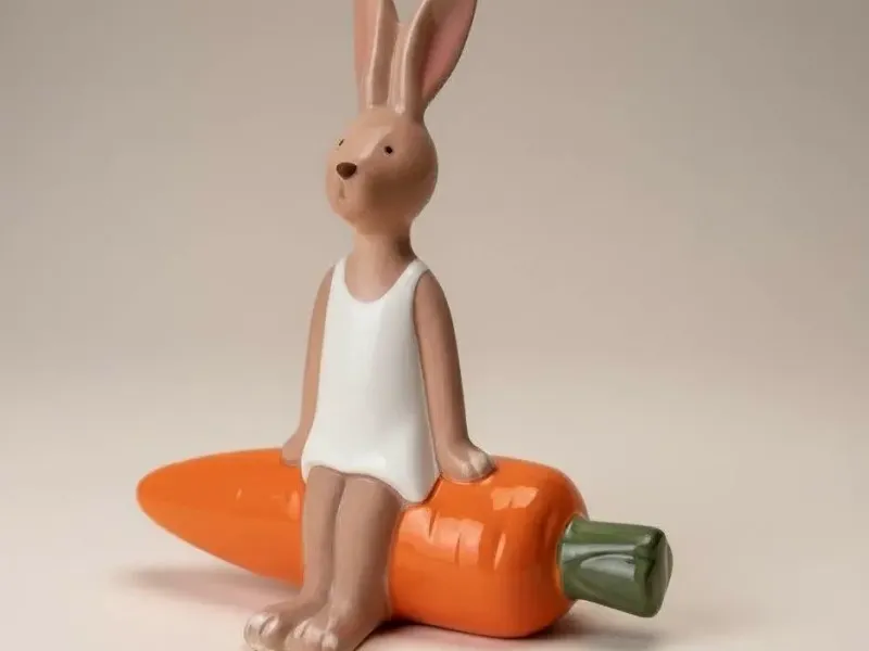 Bunny on Carrot Sculpture – Minimalism and Charm