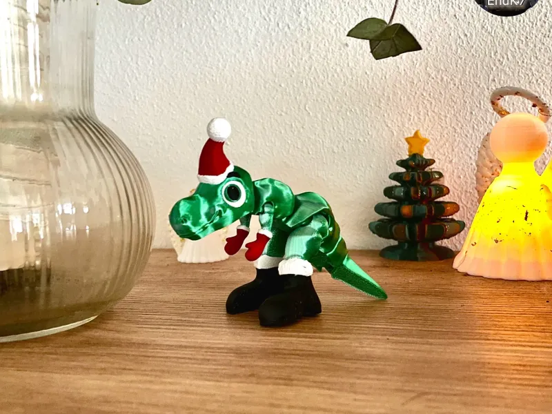T-Rex Santa Edition - Aticulated - Print in Place - No Suppo