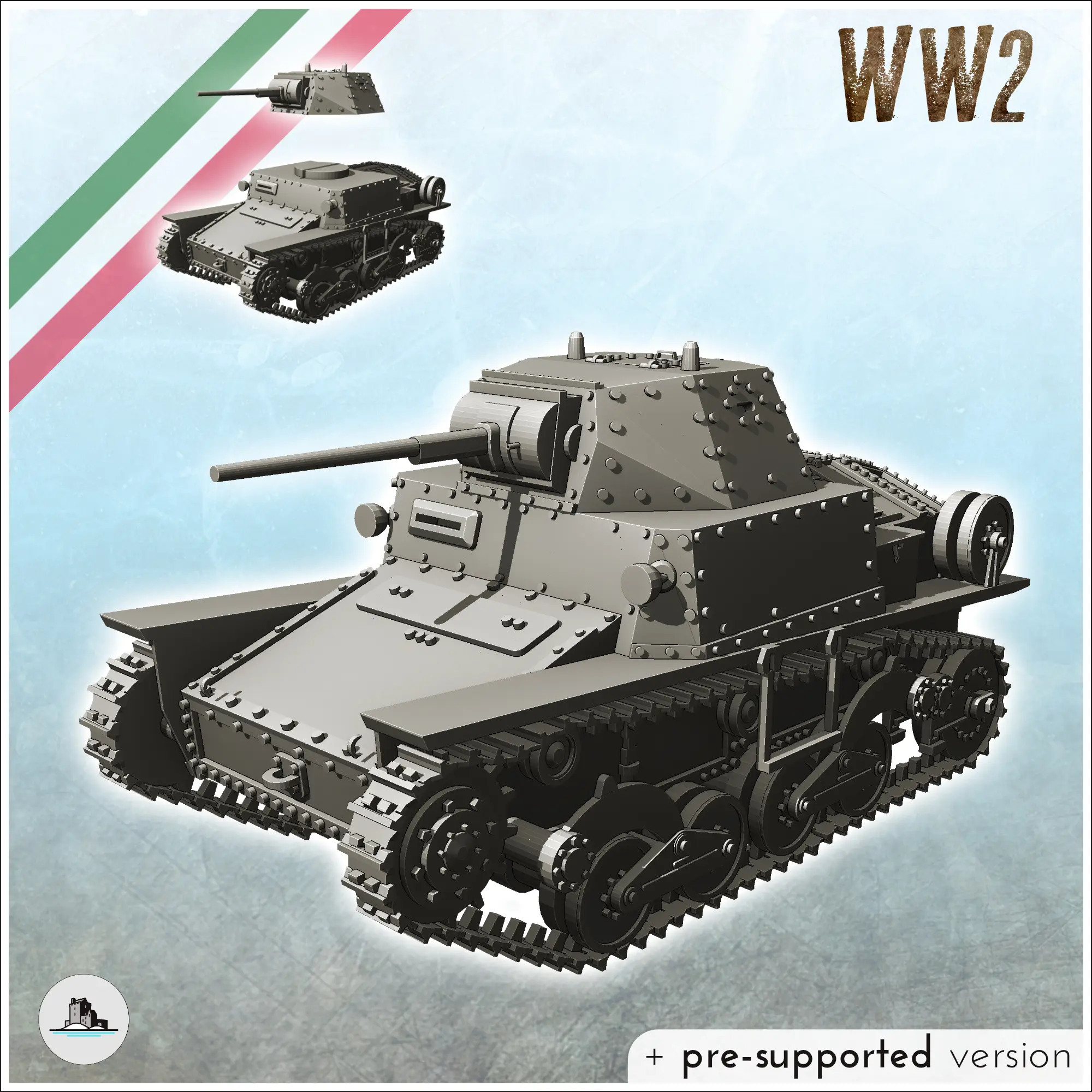 Fiat-Ansaldo L6-40 Italian light tank - miniatures warhammer | 3D模型下载 | 创想云