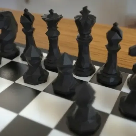مجموعة شطرنج عصرية بتصميم بولي منخفض ♟️ مجموعة شطرنج بسيطة بأسلوب بولي منخفض