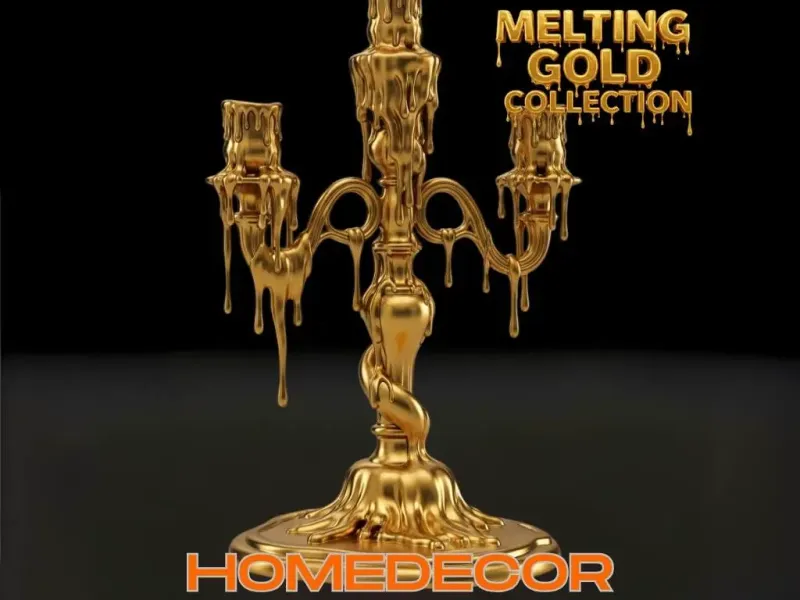 Melting Gold Candle Holder